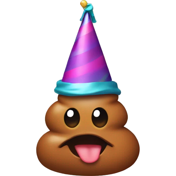 A poop with a party hat emoji