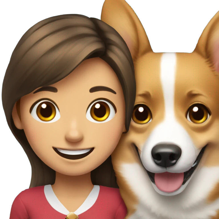 Corgi next to spanish smiling girl emoji