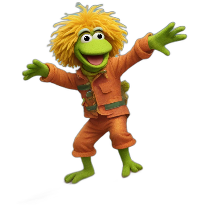 fraggle surfing on a wave emoji