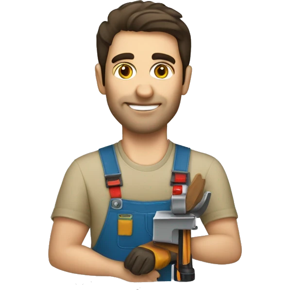 Woodworker with miter saw caucasian dark hair emoji