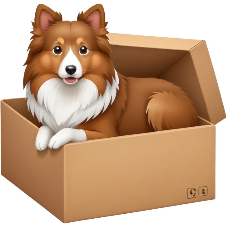 Shetland sheepdog in a box emoji