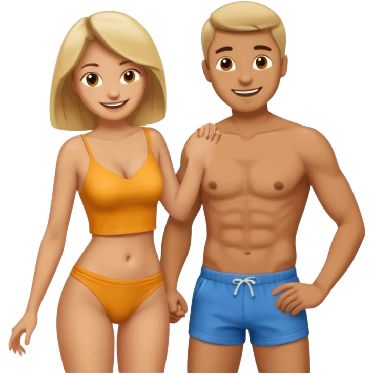 Man taking off clothes with woman emoji