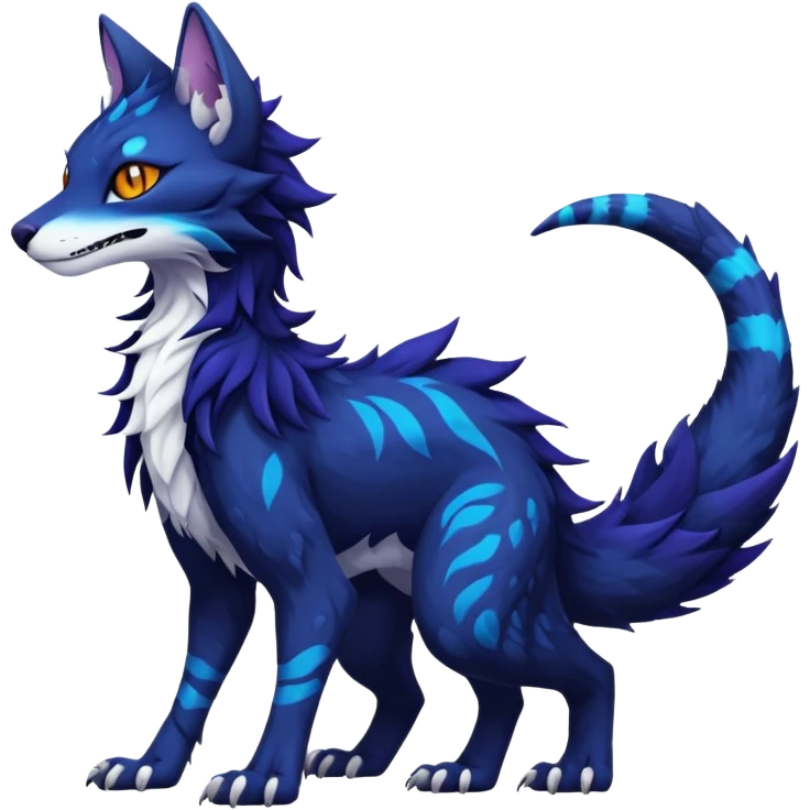 Kawaii dark edgy fantasy feline-vernid-sergal-fursona animal creature with a tufted tail full body with intricate markings  emoji