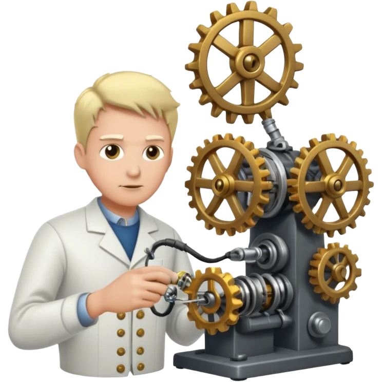 inventor creating a machine emoji