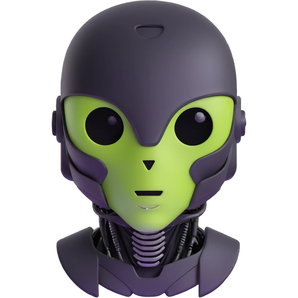 half robot half alien with face mask emoji