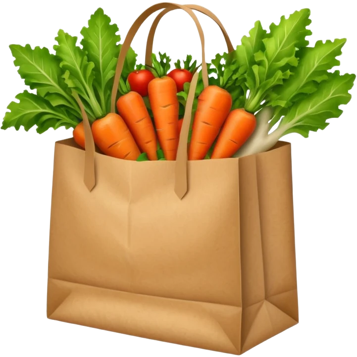 paper bag with vegetables. Transparent background emoji