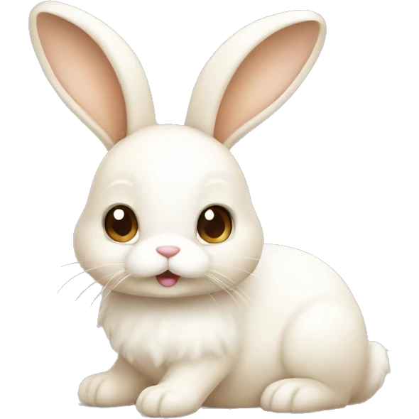 cute bunny white and beige emoji