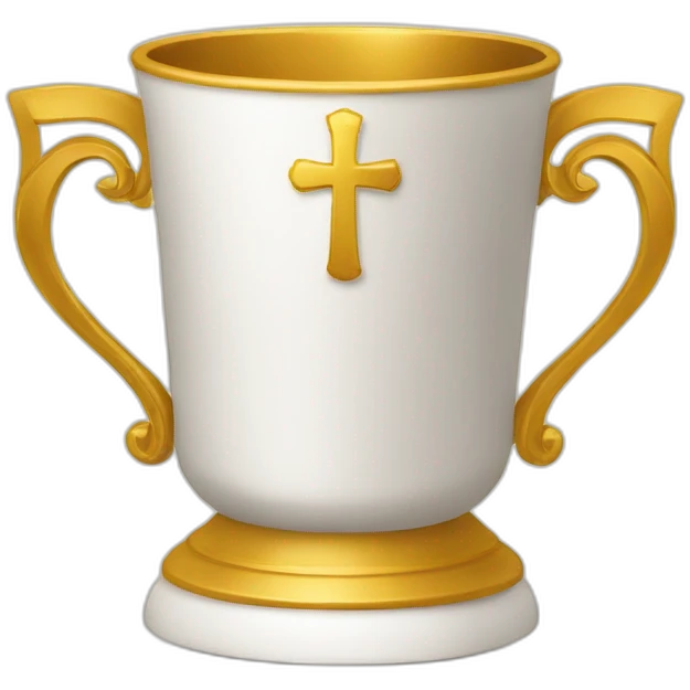 royal empty Christian cup for the winner with a cross on royal background emoji