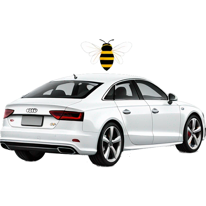 Bee driving a white a7 Audi emoji