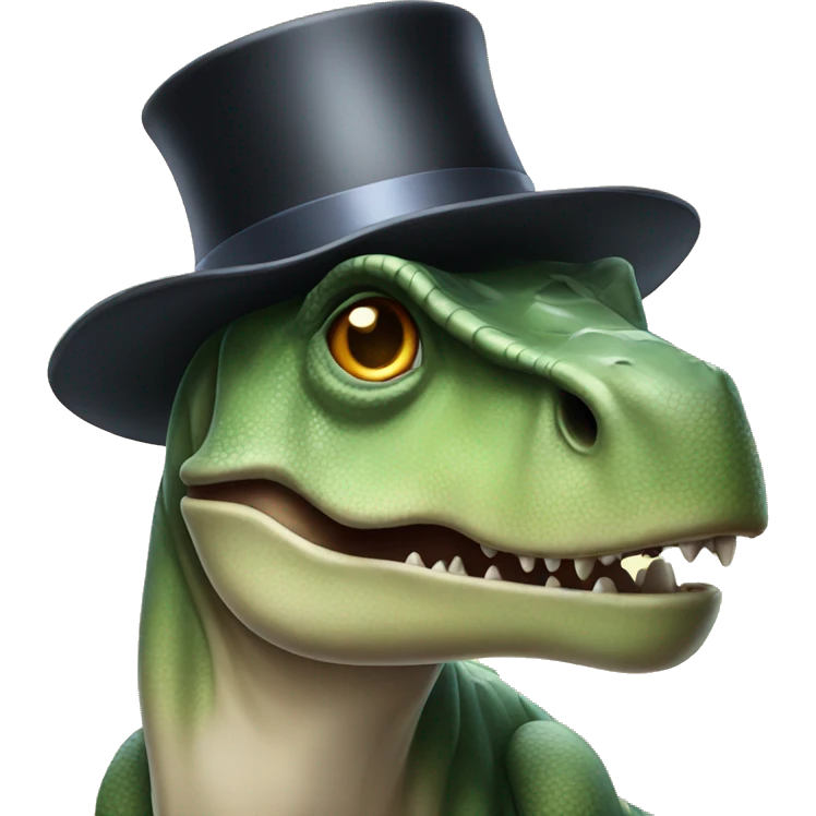Dinosaur with top hat emoji
