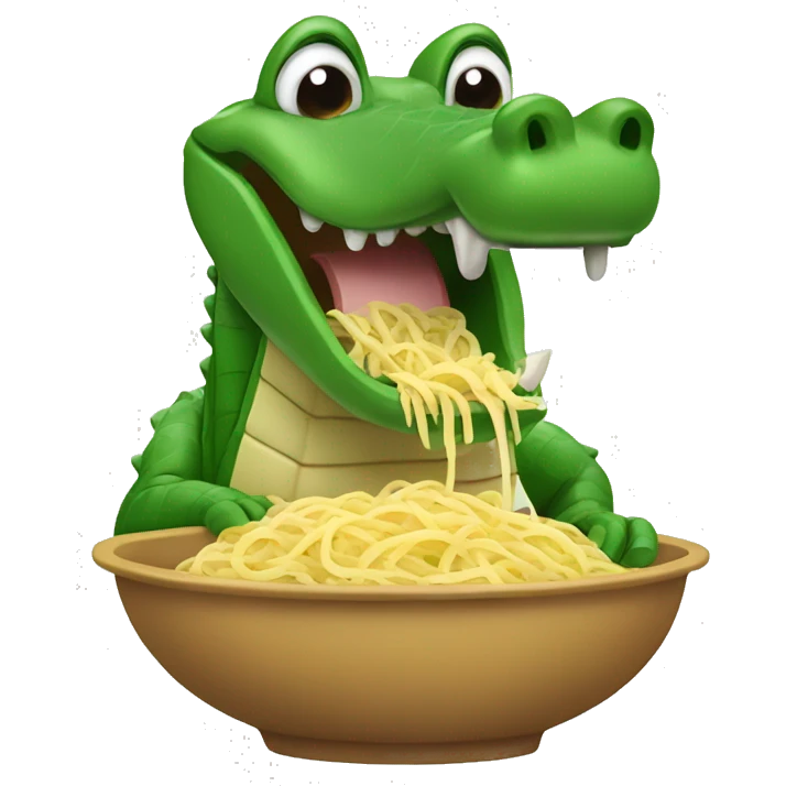 Alligator eating pasta emoji