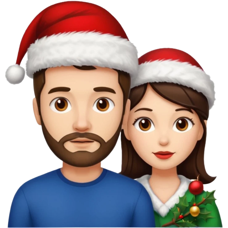 SCOTTISH MAN WITH STUBBLE AND BRUNETTE WOMAN WITH XMAS HAT emoji