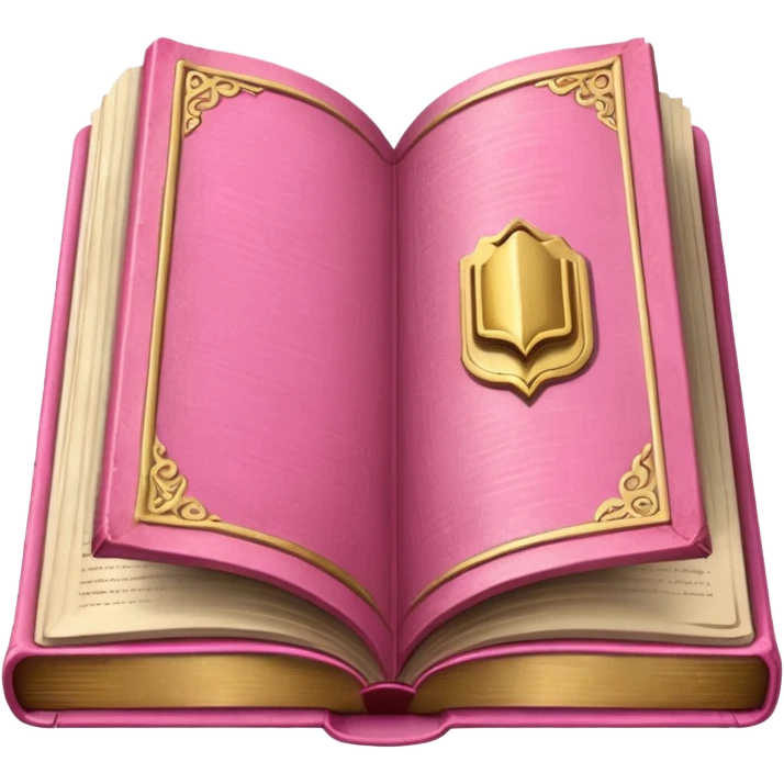 An open pink book with golden details
 emoji