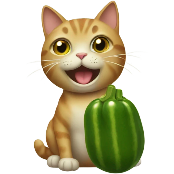 Cat holding a pickle emoji