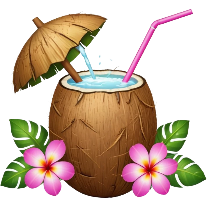 Coconut drink with flowers emoji