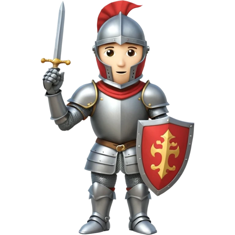 A cartoon knight in full armor with a closed helmet, blowing a kiss. The knight's head is tilted slightly to the side, one arm raised to the lips, and legs slightly apart. emoji