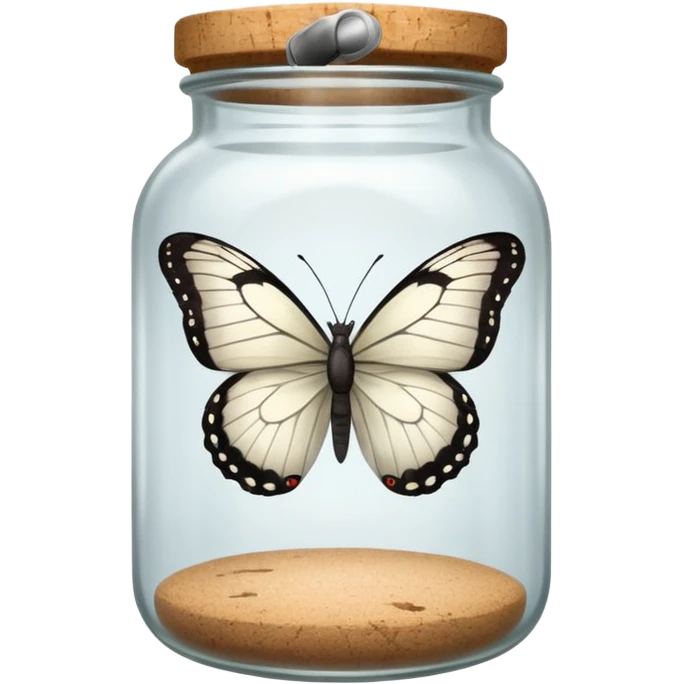 A white butterfly traped in an old jar emoji