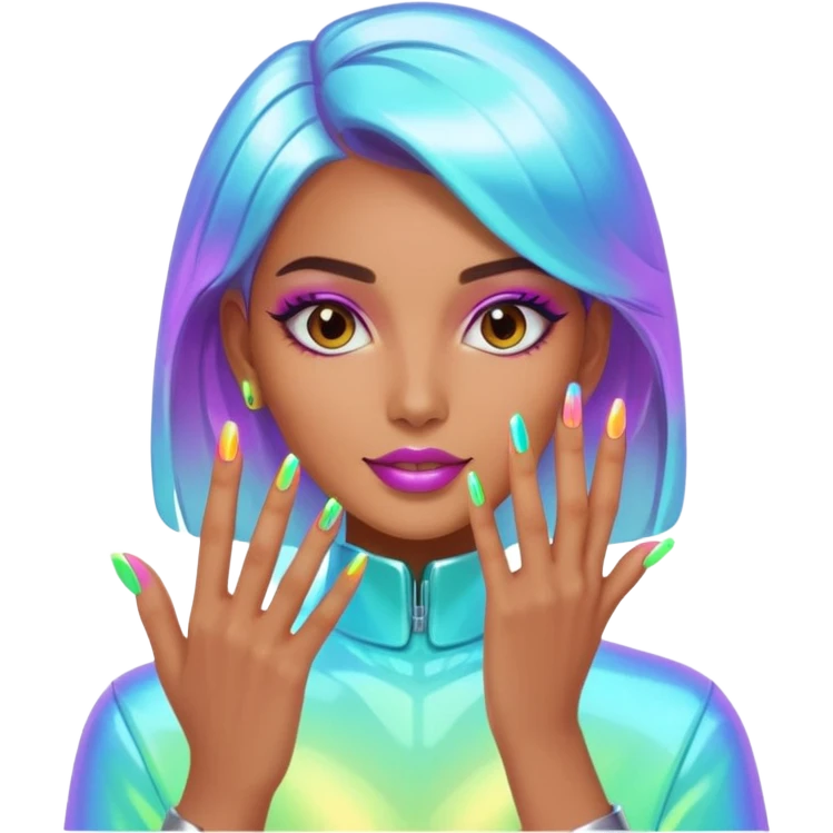 futuristic nail artist emoji