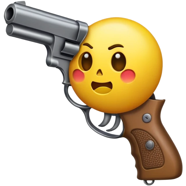 Emoji jaune qui se tire une balle de pistolet dans la tête et meurt emoji