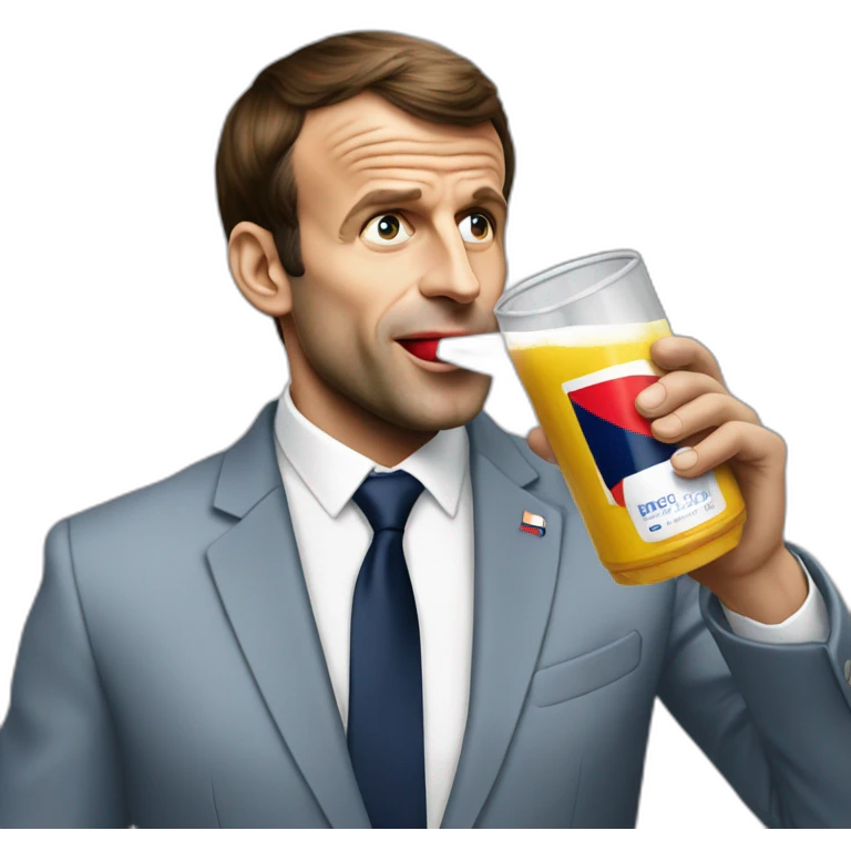 Emmanuel macron drinking redbull emoji