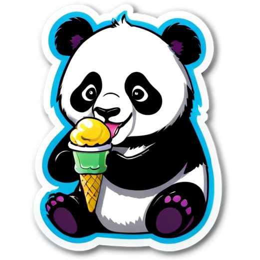 Panda eating ice cream emoji