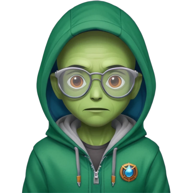 alien wear hoodie and glasses in guardian of the galaxy emoji