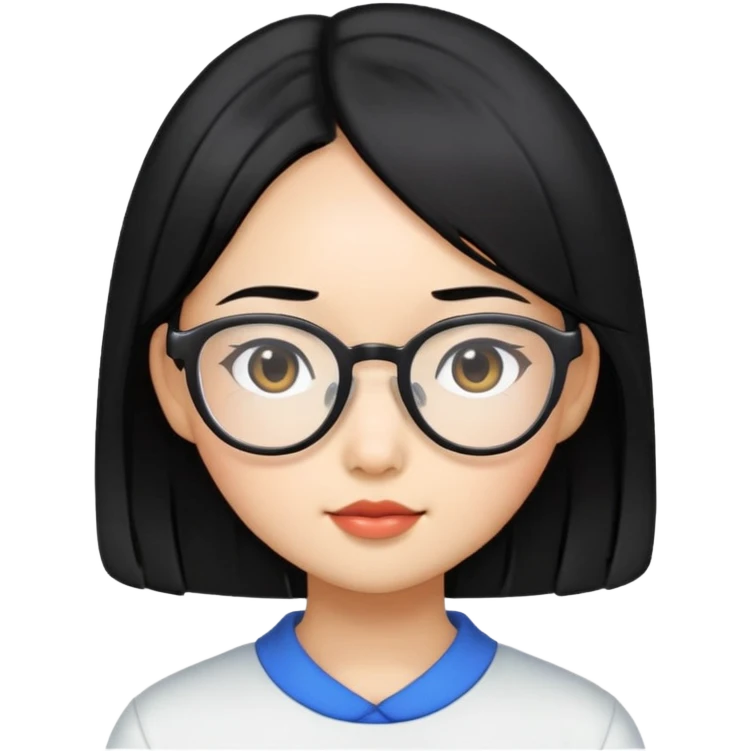 Girl kpop hair black hair smooth and glasses emoji