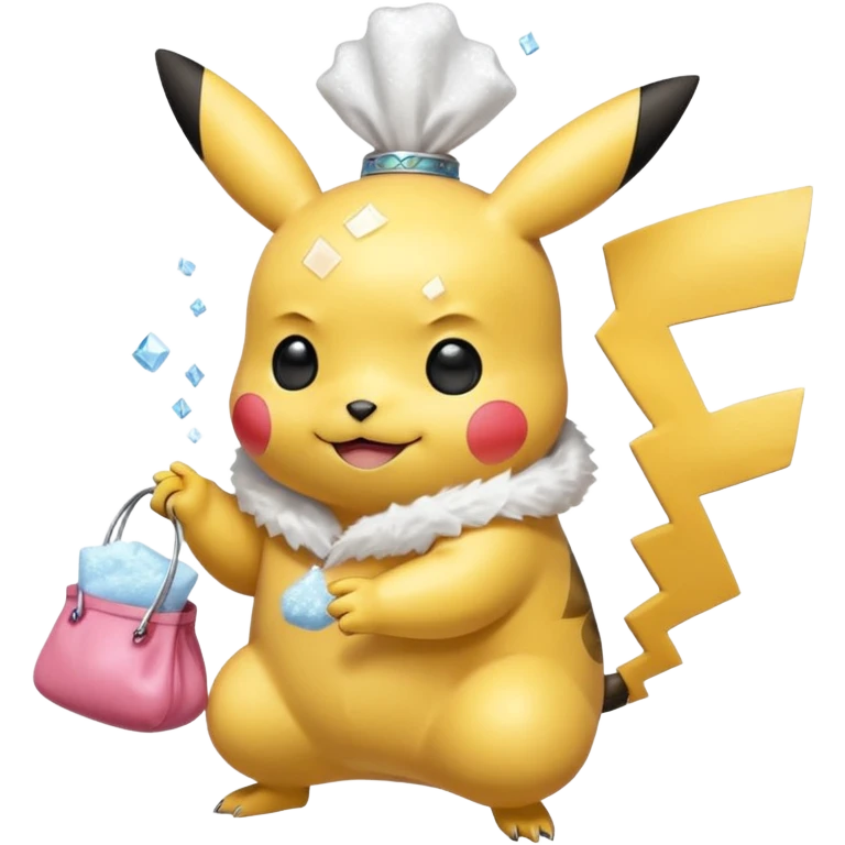 pikachu with transparent bag of white powder in hands emoji
