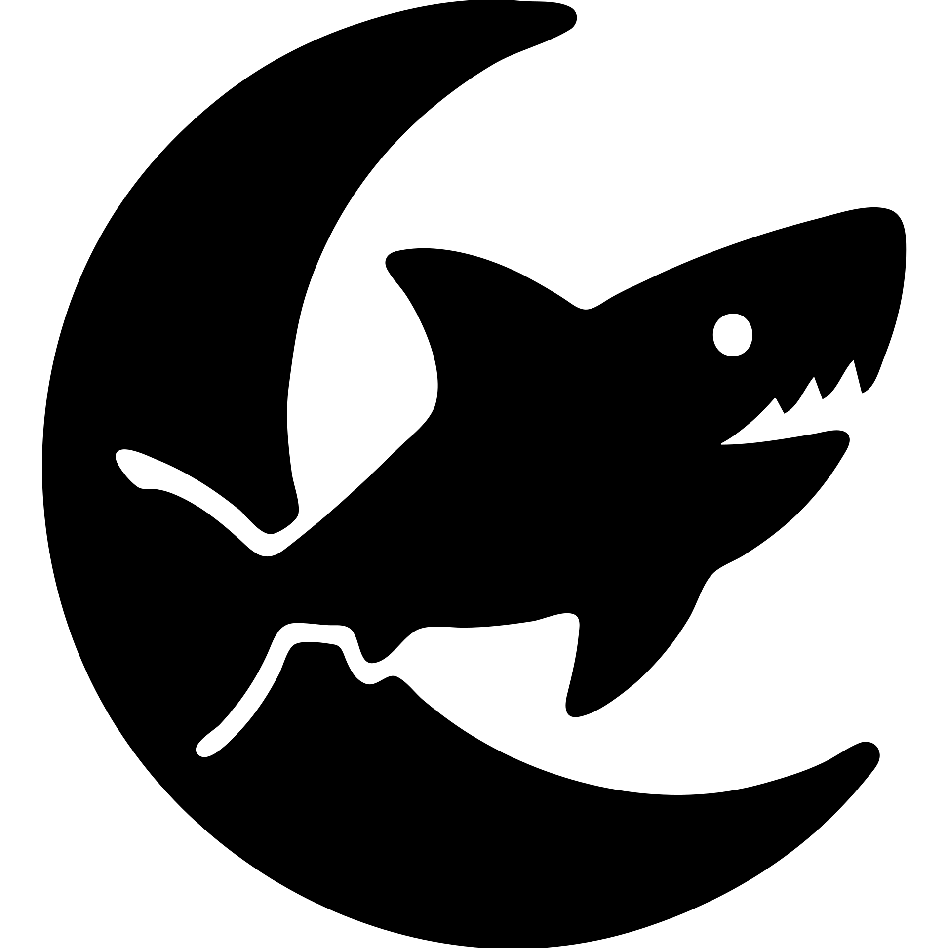 moon with a shark solid filled icon emoji