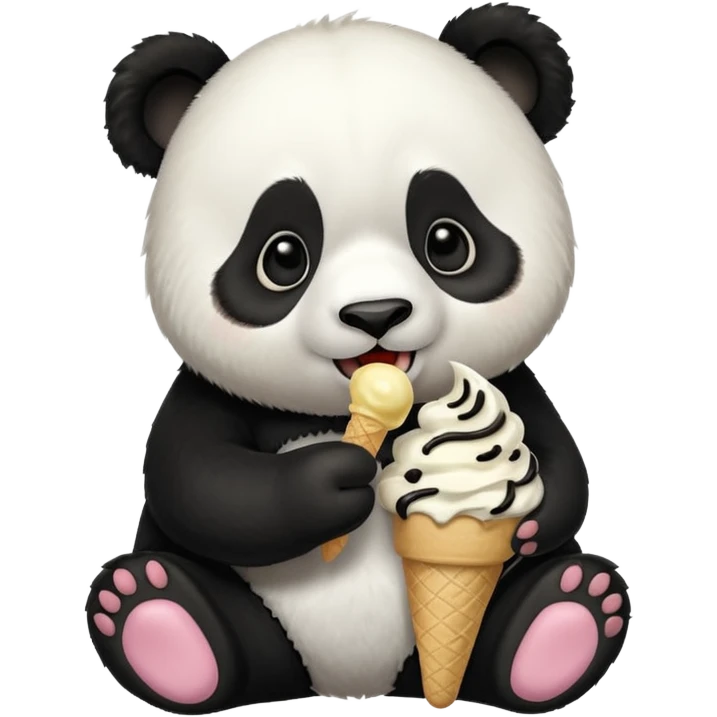 Panda eating ice cream emoji