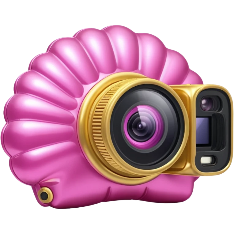 gold rococo pink inflatable puffy balloon shell camcorder emoji