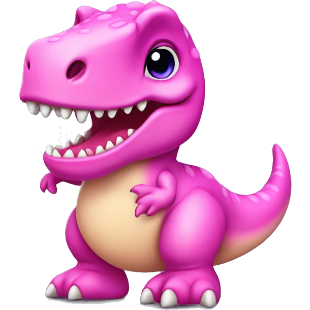 cute pink baby t-rex with purple bow on he emoji