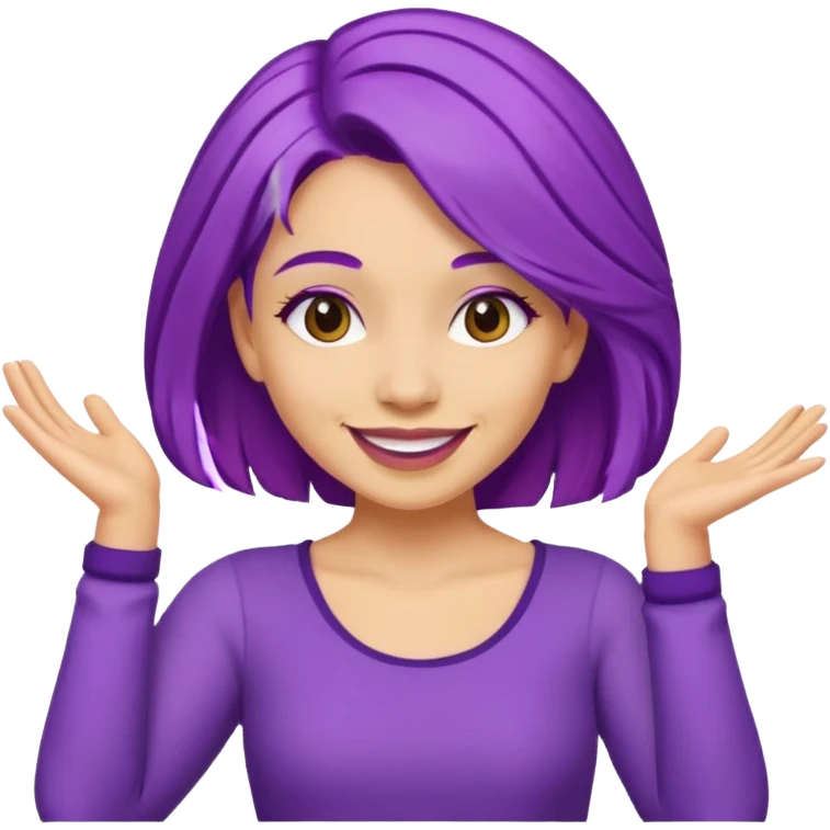 purple haired light skinned woman dancing emoji