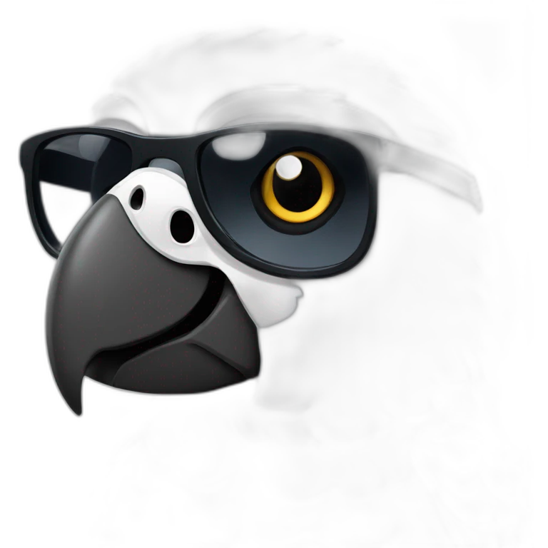African grey parrot wearing black sunglasses emoji