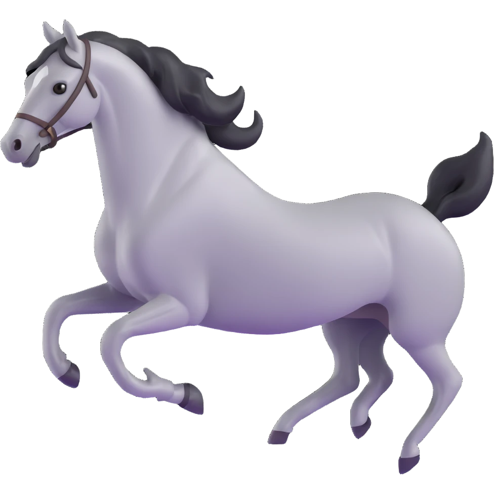 silver spirit horse running, mystical, magical emoji