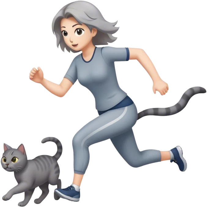 Woman stealing cat running emoji