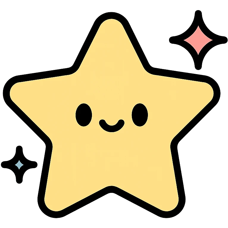 pastel colored minimal kawaii star with modern lines and slight sparkle emoji