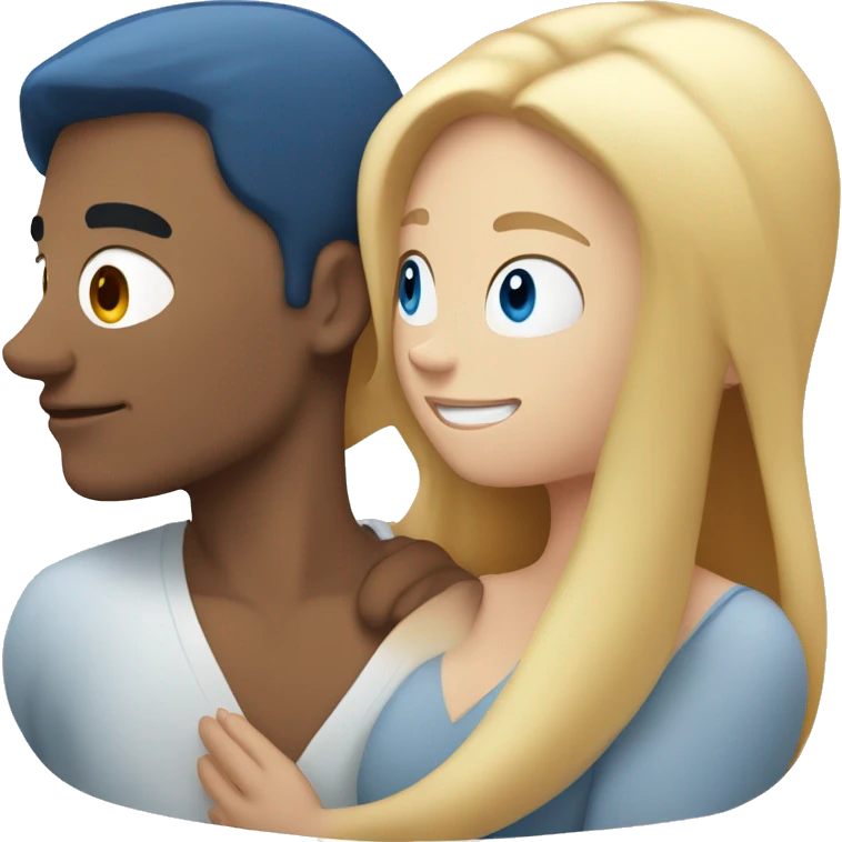 White Man with long hair and blue eyes hugging a white red hair woman emoji