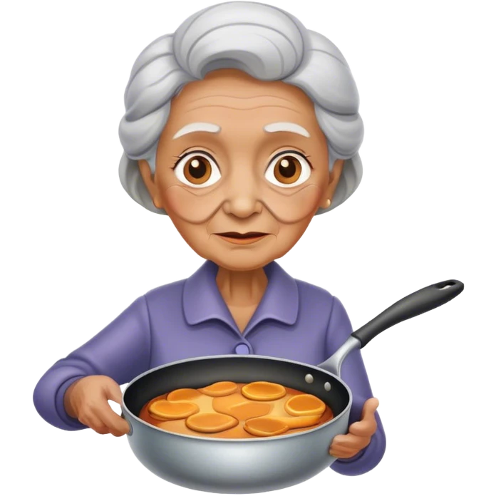 Old lady stealing a frying pan emoji