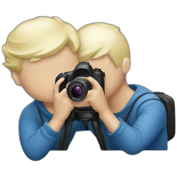 white blonde man kissing his camera emoji