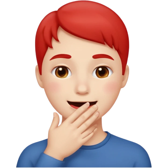 Hand over mouth with blushed cheeks more redness on cheek and smiling  more more redness  emoji