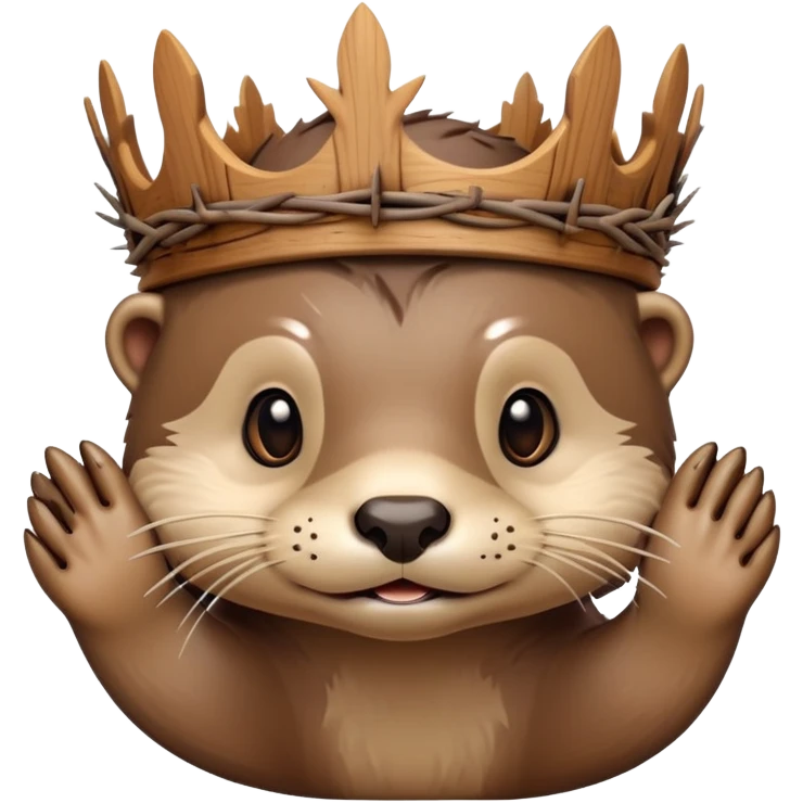cute confused otter face with wood asymmetric Crown of thorns emoji