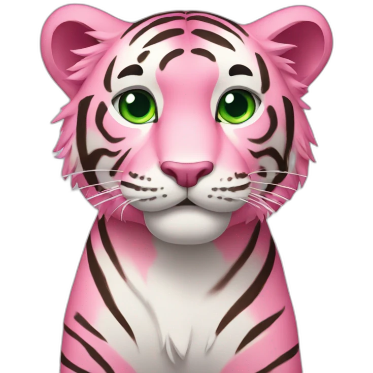 Pink tiger with green eyes emoji