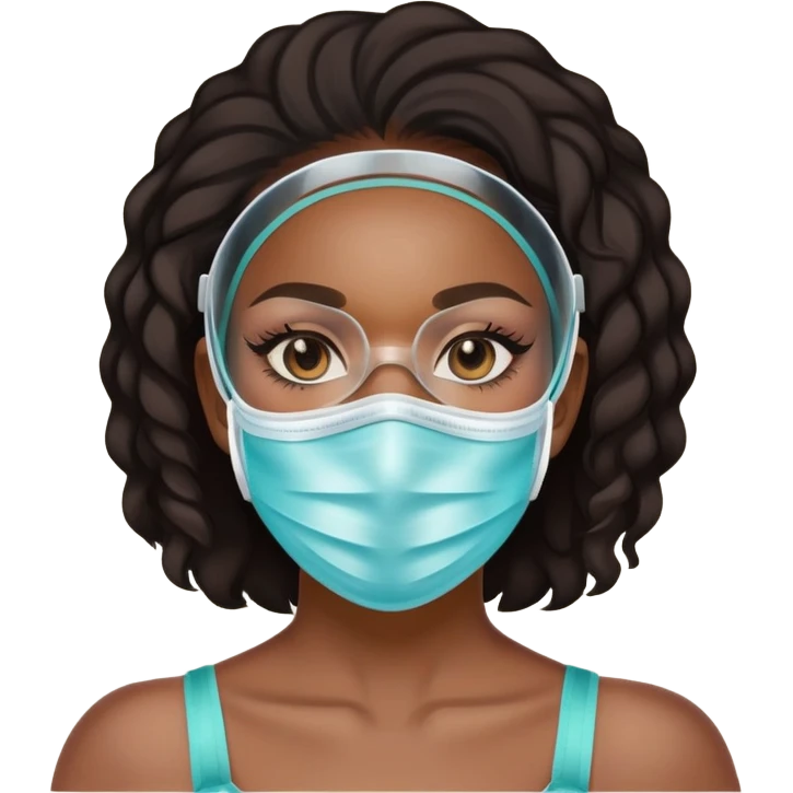 black woman with glassed braces and mask emoji