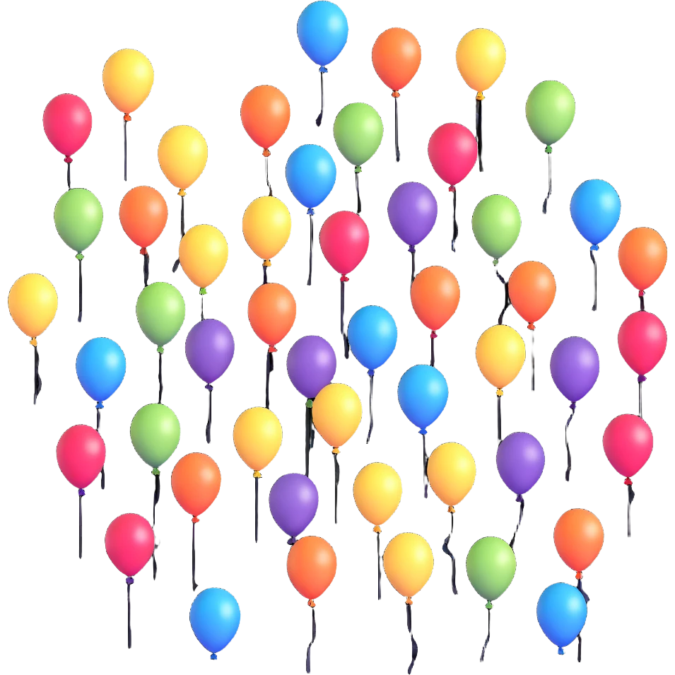 Vibrant multicolored balloons floating freely in the sky emoji