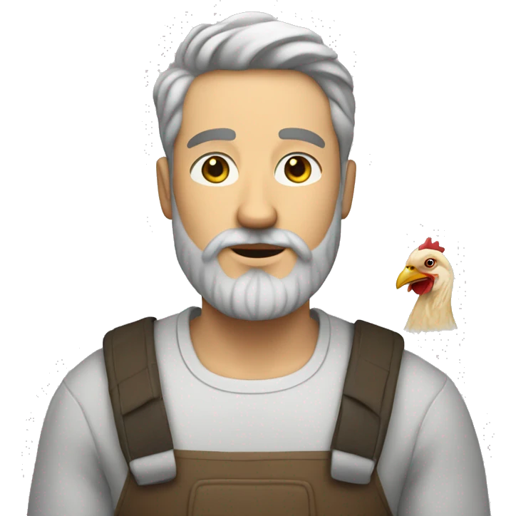 White man with beard and chicken emoji