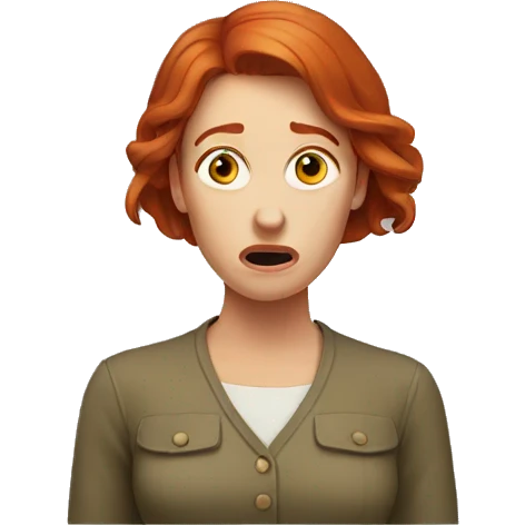 Redhead woman looking scared emoji