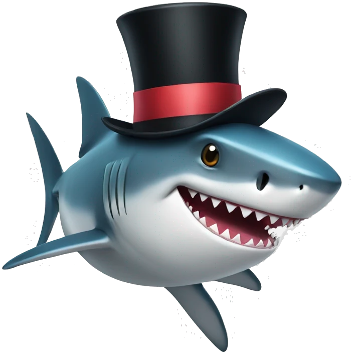 Shark with a top hat emoji