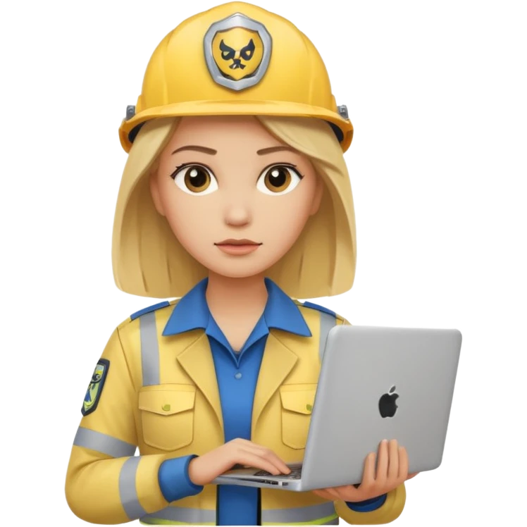 сделай специалиста по охране труда, светловолосую девушку с ноутбуком в руках emoji