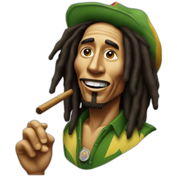Bob Marley avec un joint canabis emoji